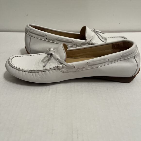 Van Eli Driving Loafers White Leather Moc Round Toe Slip On Flat Shoes Size 6.5M - Picture 7 of 12